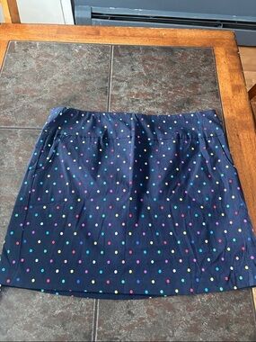Zac & Rachel Navy A-Line Skirt / Skort with Multicolor Polka Dots